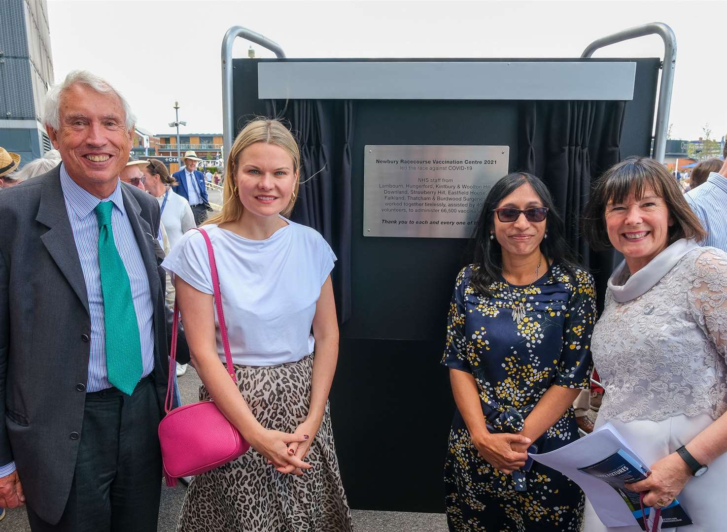 James Puxley, Lord Lieutenant of Berkshire, Laura Farris, Dr Ellora Evans and volunteer co-ordinator Beverley Sutherland