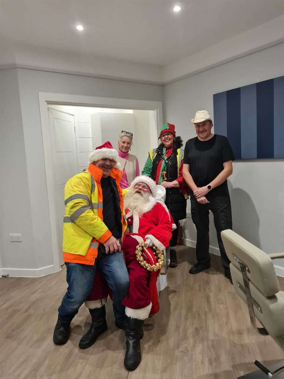Santa Claus opened the new Wellbeing/Treatment room at Bishops Green Village Hall