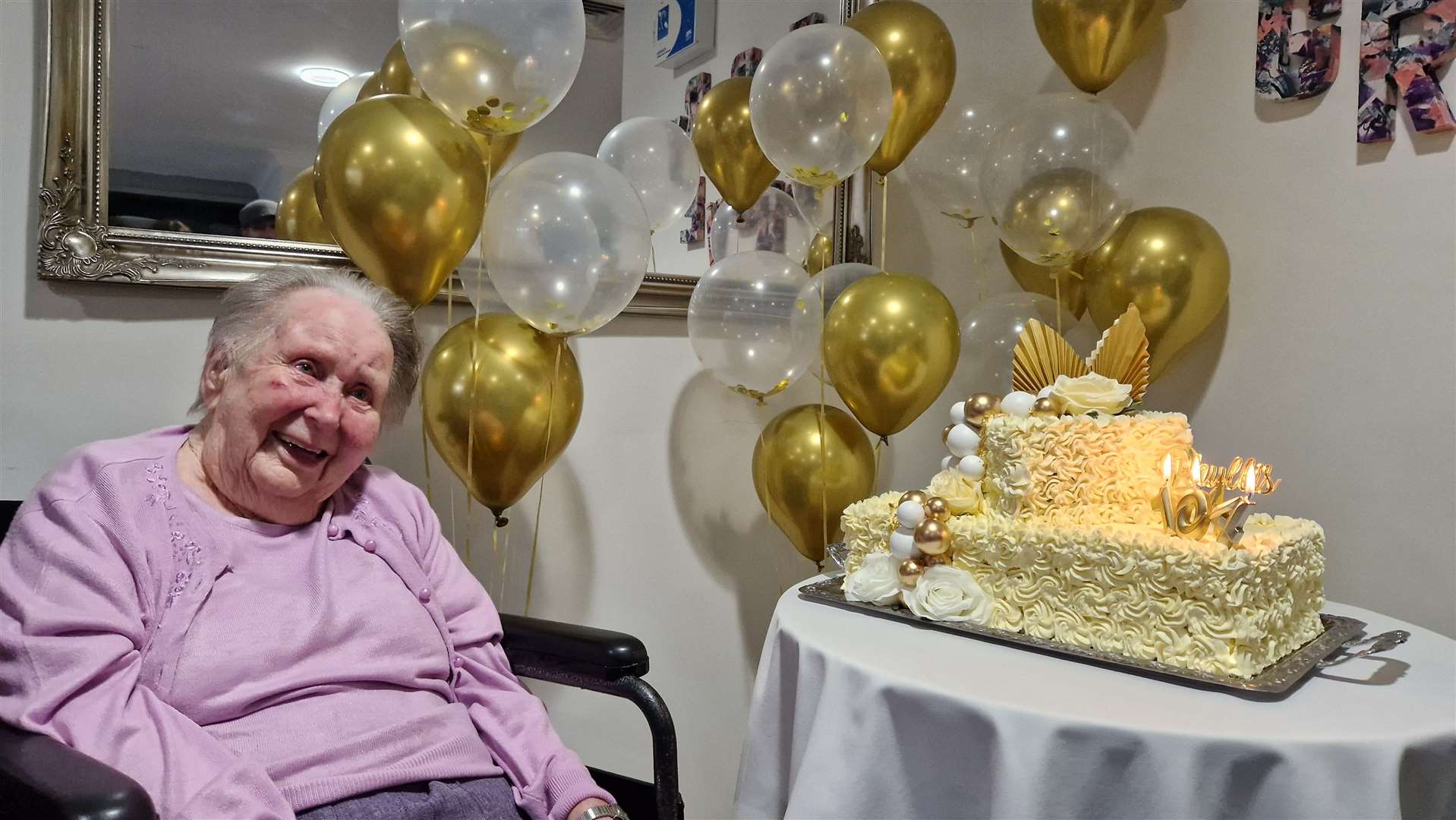 Phyllis celebrating her 104th birthday