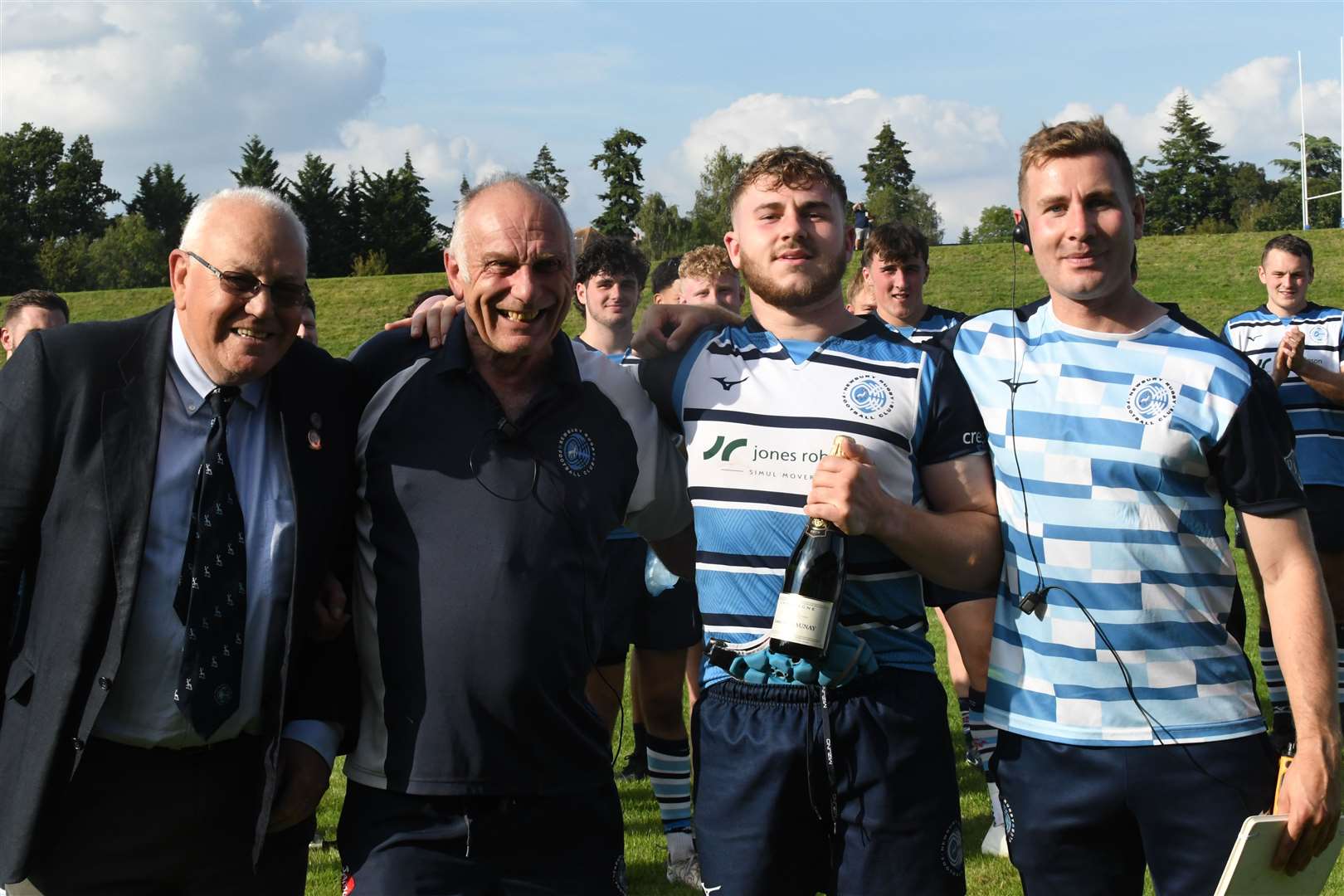 From left: president Trevor Coles, manager Mick Futcher, half-centurion Harry Waye-Branch and head coach James McAvoy. Picture by Peter Branch