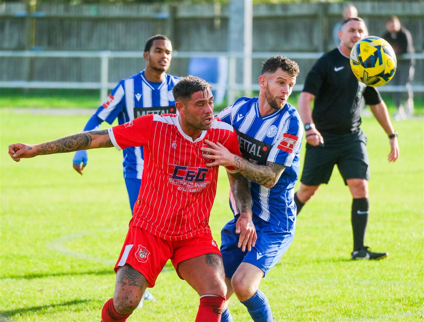Experienced midfielder Callum Willmoth battles for the ball