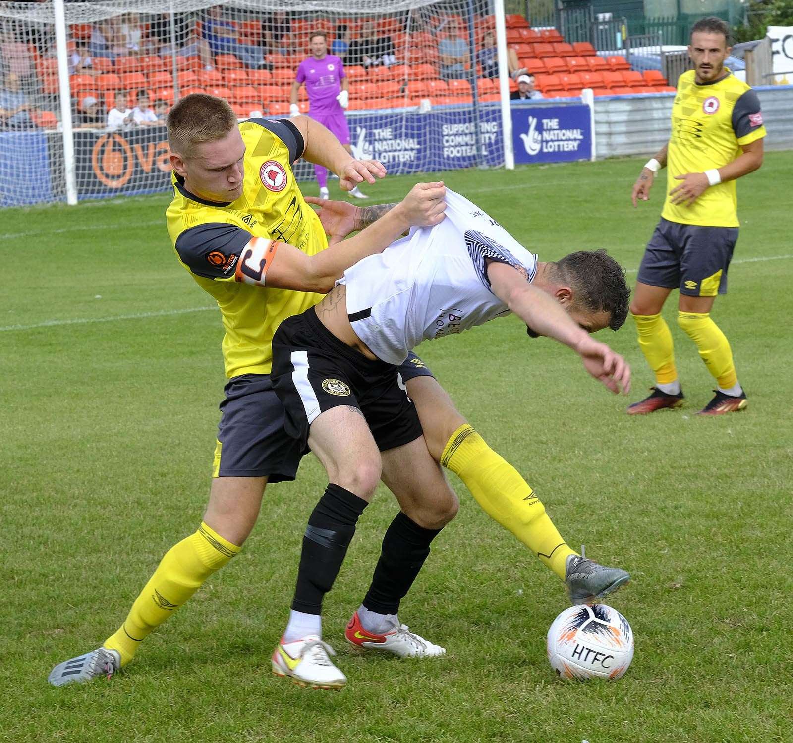 Callum Willmoth battles for the ball