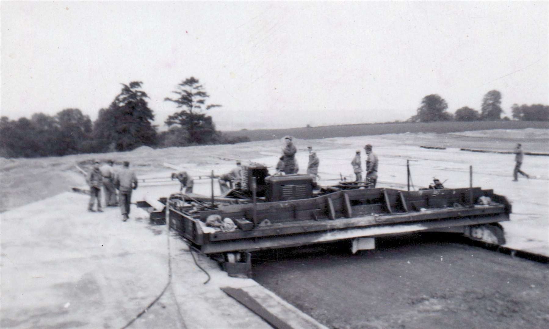 Preparing to lay concrete for the new runway in September 1952