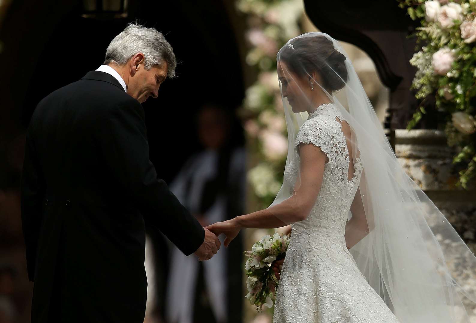 Michael Middleton arriving with daughter Pippa to her wedding in May 2017 at St Mark's Church, Englefield