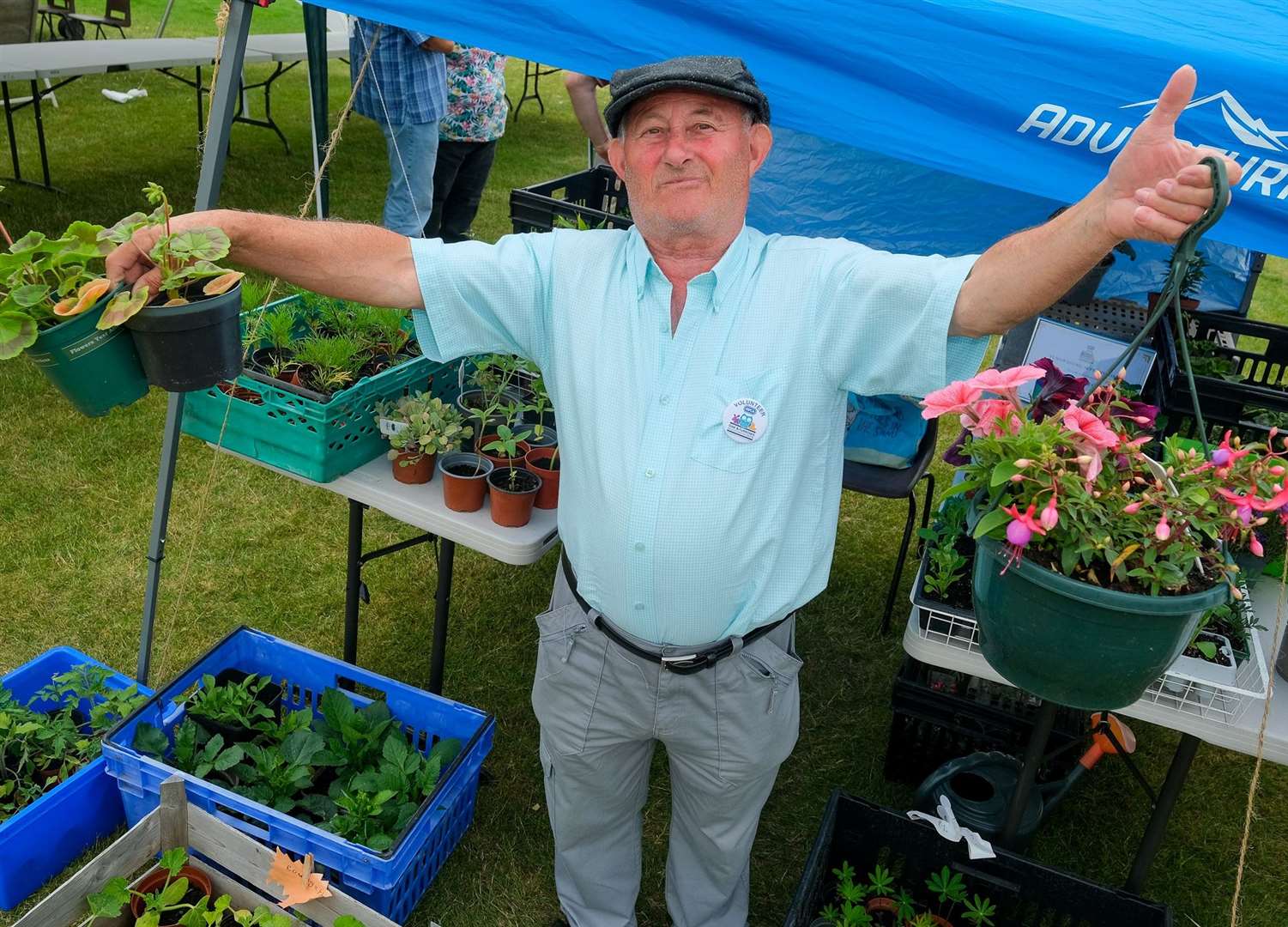 Terry Allwood at the plant sale raising money for animal chairties