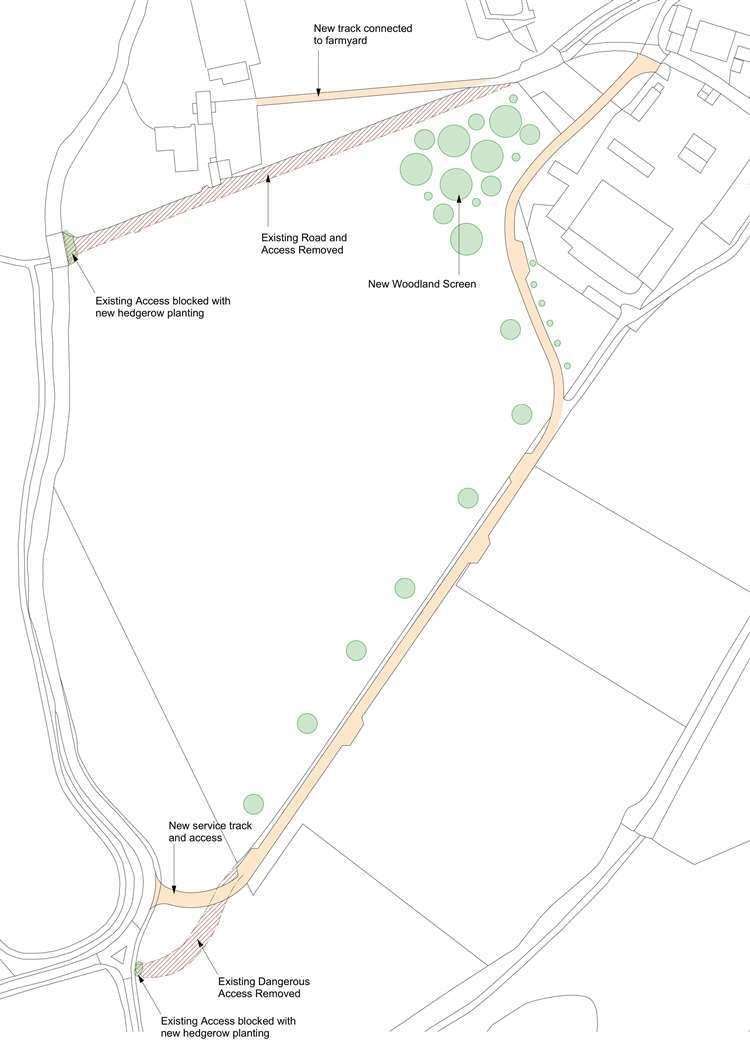 Plan for the approved new access to Wasing Estate