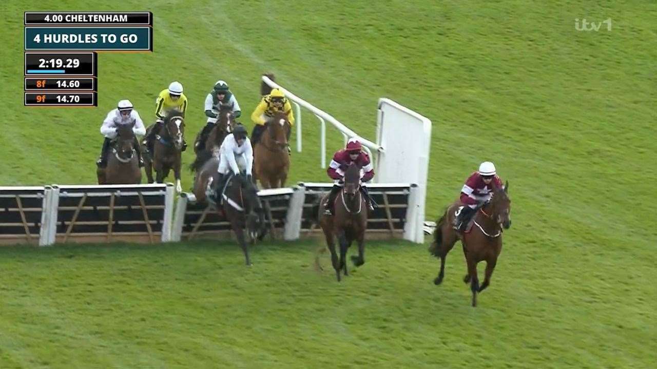 Nicky Henderson's Constitution Hill fell in the Champion Hurdle at the Cheltenham Festival - Images: ITV Racing