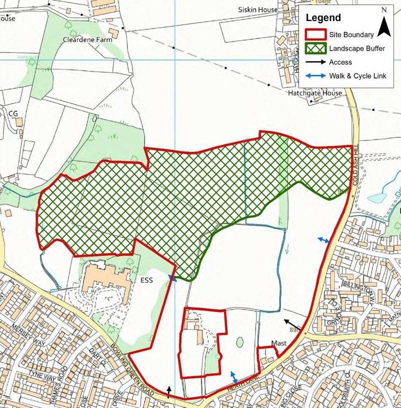 Site of proposed 225 homes on land at Henwick Park