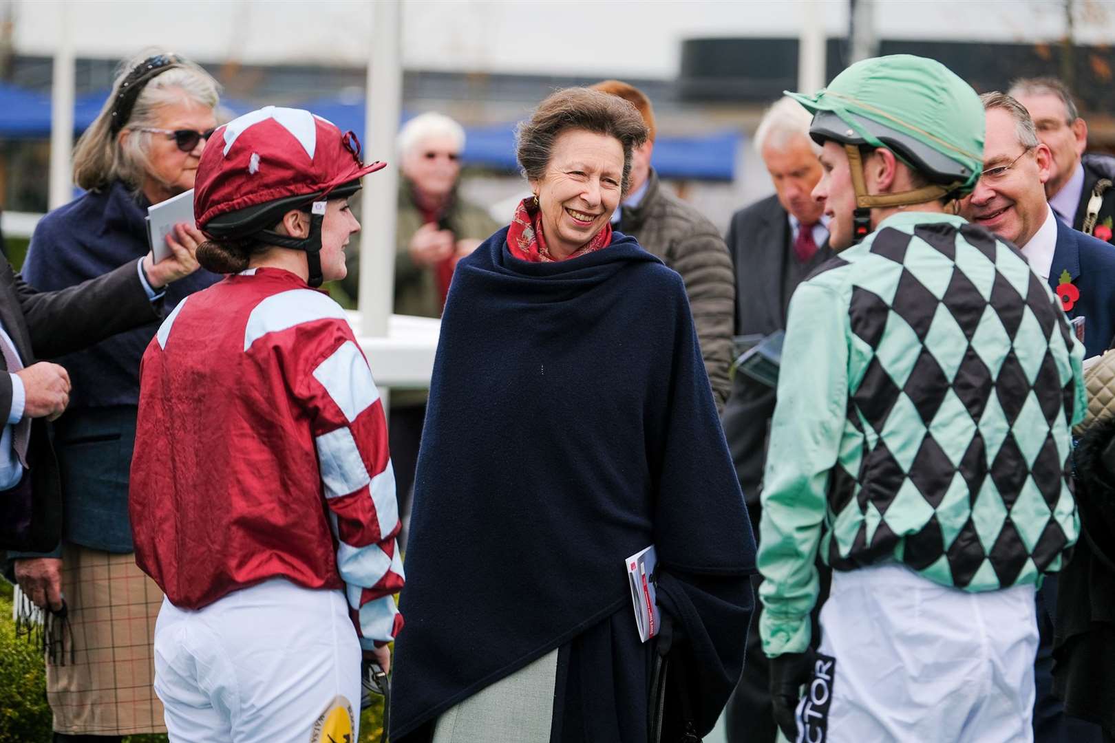 Princess Anne speaks to Chelsea Khan (left) and Michael Andrews