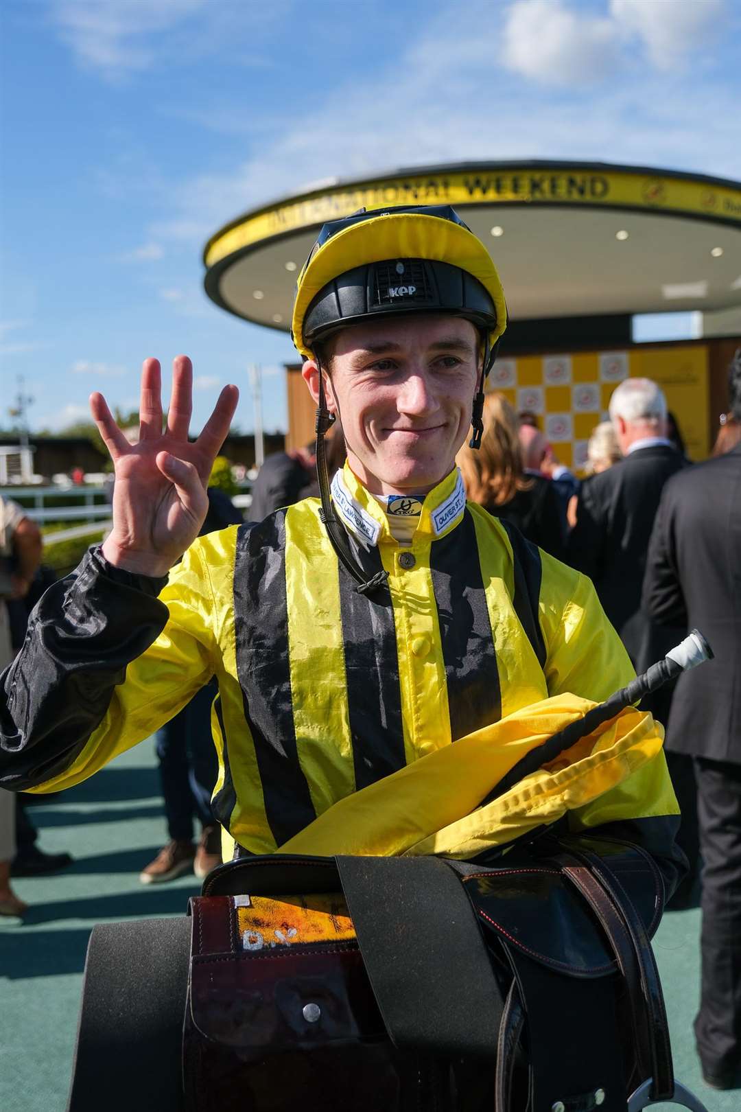 David Egan celebrates his four-timer