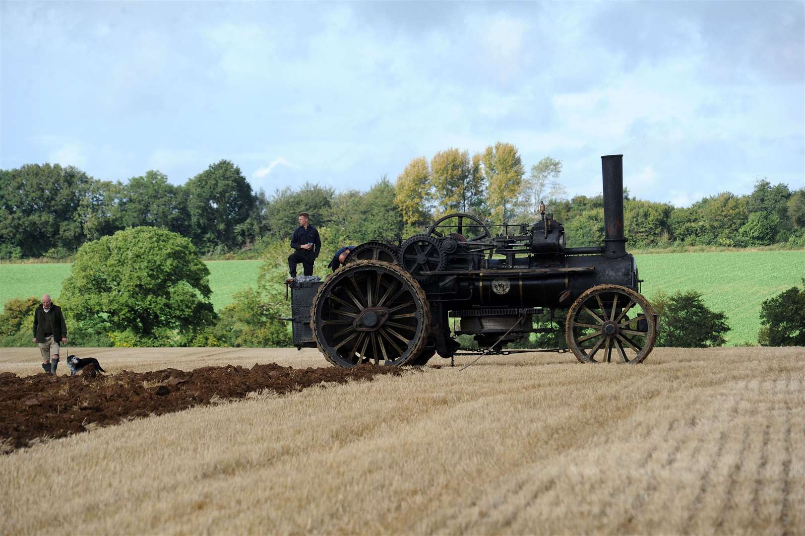 Time for a drink on the ploughing engine.
