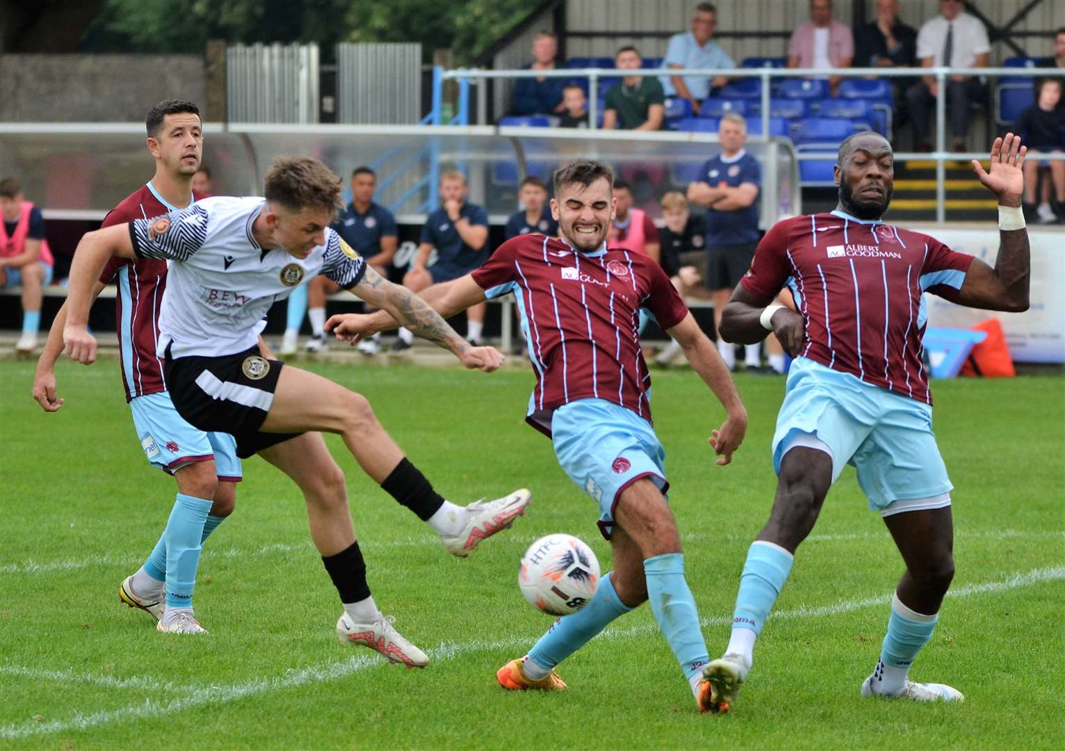Joel Rollinson's late shot is blocked