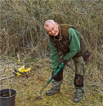 Ray Peach planting the tree, credit: Simon Wilkes, David Conquest