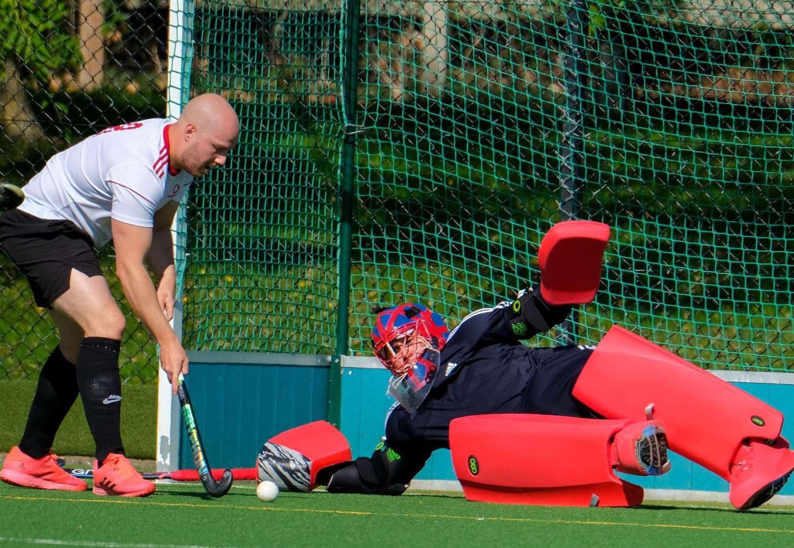 Men's captain and goalkeeper Lawrence McCabe in action