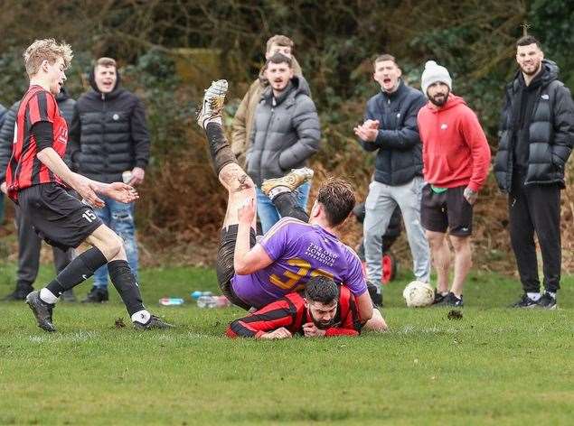 NWX and Kingsclere clash in Newbury Sunday League - Photo: Wilf Springer