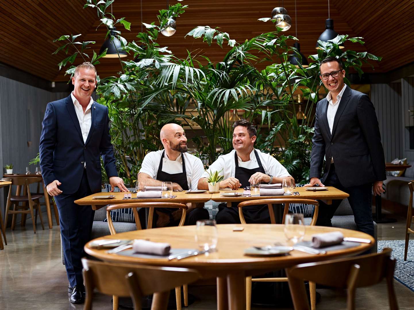 From left: The Woodspeen’s director of operations Alessandro Fasoli, head chef Olly Rouse, executive chef Peter Eaton and general manager Andre Marchand