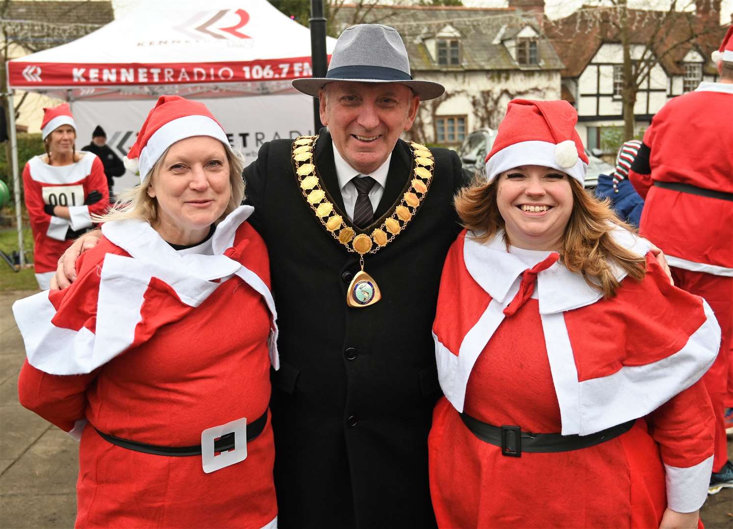 The mayor with Alison Peacock a Amy Winter from McCarthy Stone.