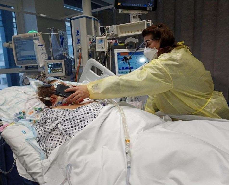 Beth’s twin sister plays her messages from her nephews while she was in a coma