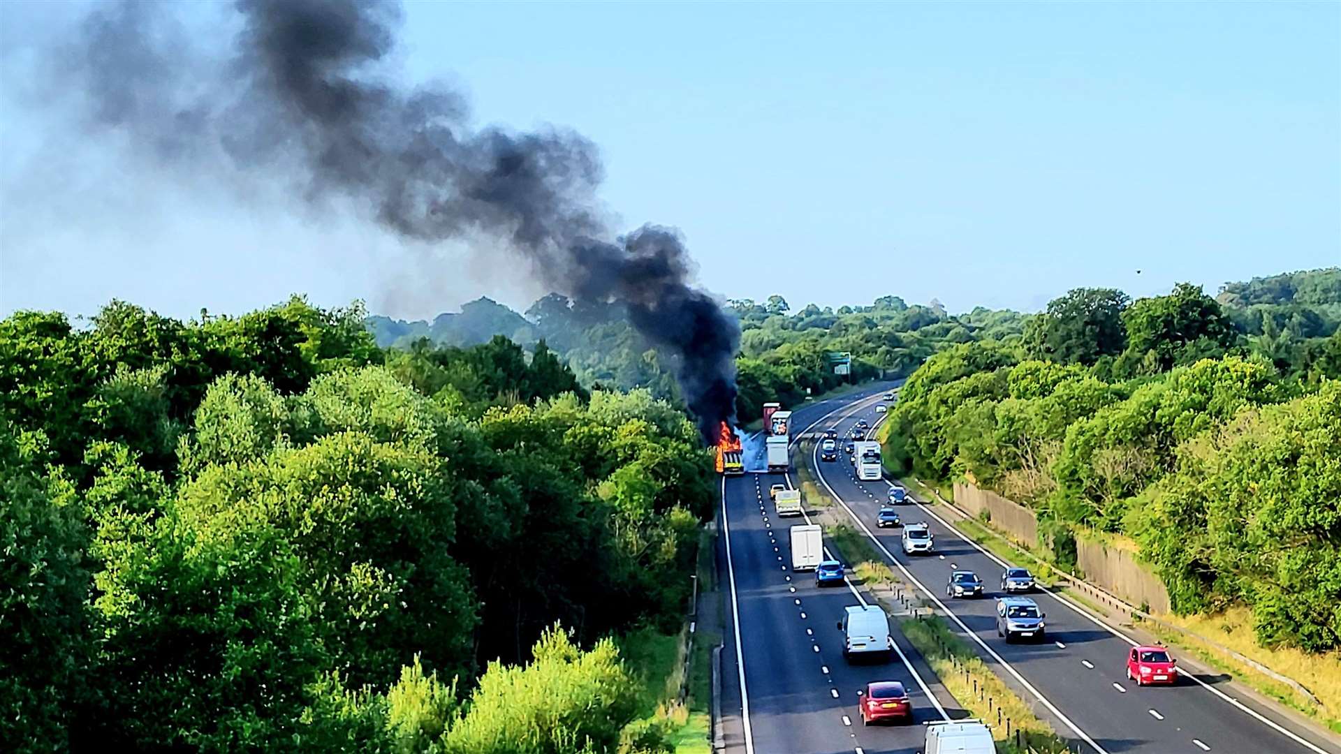 Ralph Peedell captured this photo of the blazing vehicle at 8am this morning