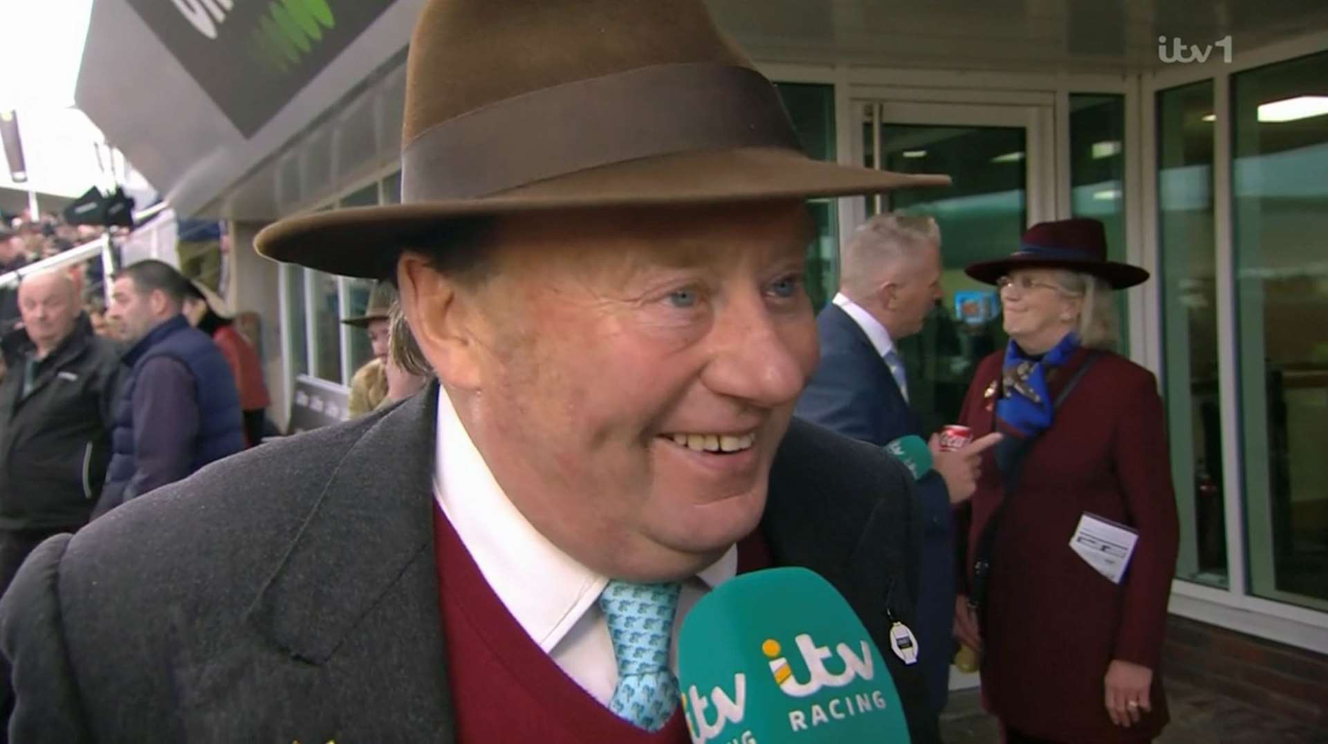 Nicky Henderson's Constitution Hill fell in the Champion Hurdle at the Cheltenham Festival - Images: ITV Racing