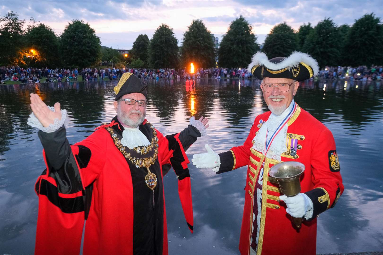 Queen's Platinum Jubilee celebrations beacon lighting at Victoria Park .Mayor of Newbury Gary Norman and Brian Sylvester. (57079877)