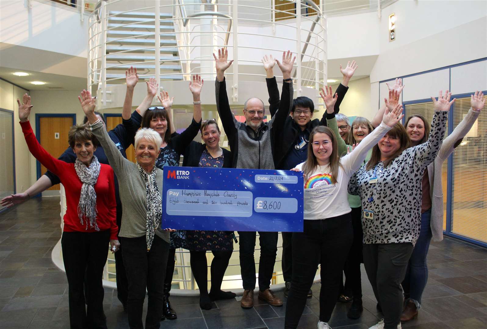 Trust staff celebrating the money they'd raised for the Hampshire Hospitals Charity