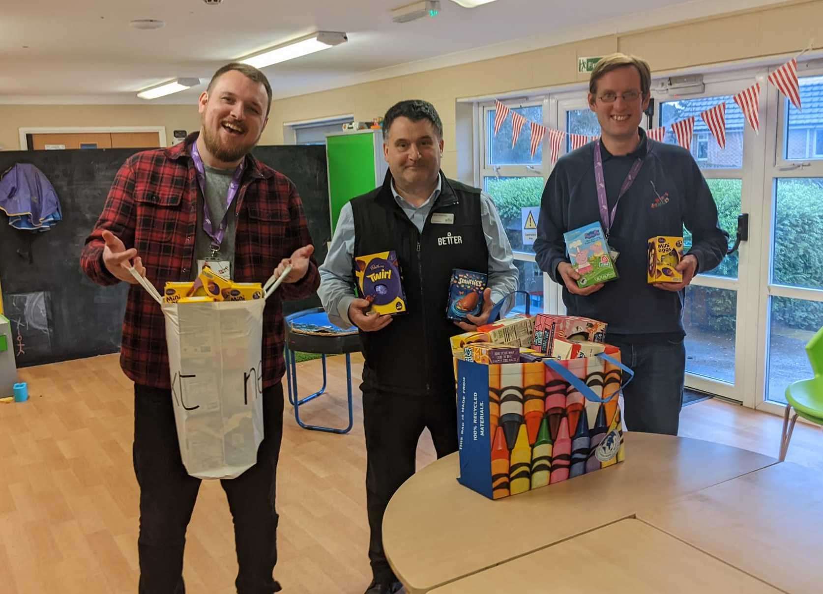 S&S corporate fundraising lead Richard, Better Newbury Health & Fitness Centre general manager Lewis Freeman and S&S play leader Ben, picture: Better Health