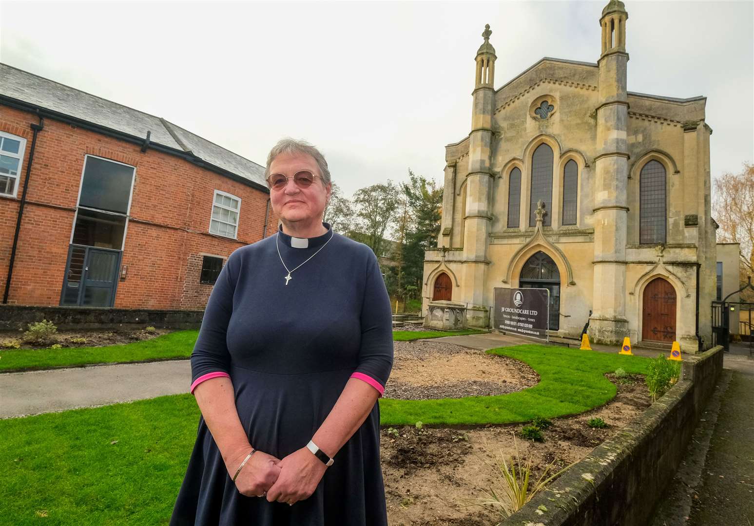 Rev Rachel Borgars outside Newbury Methodist Church