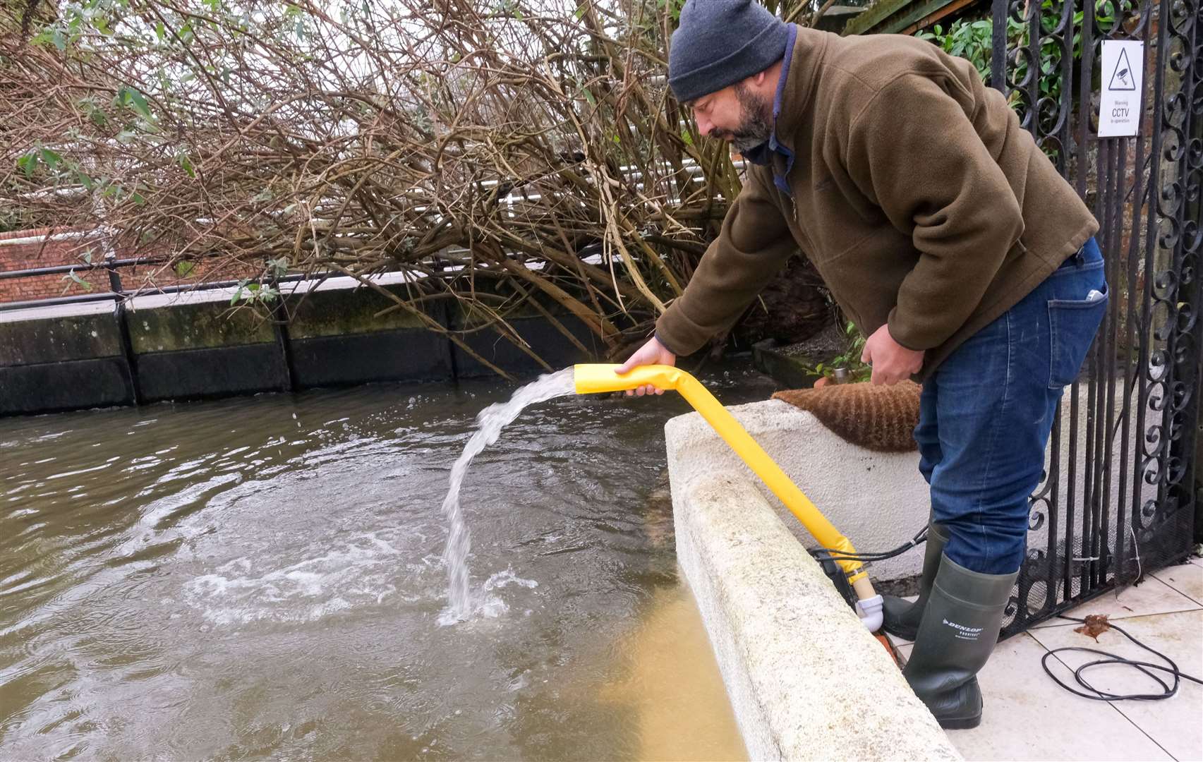 Sami Gabriel trying to manage the flood water