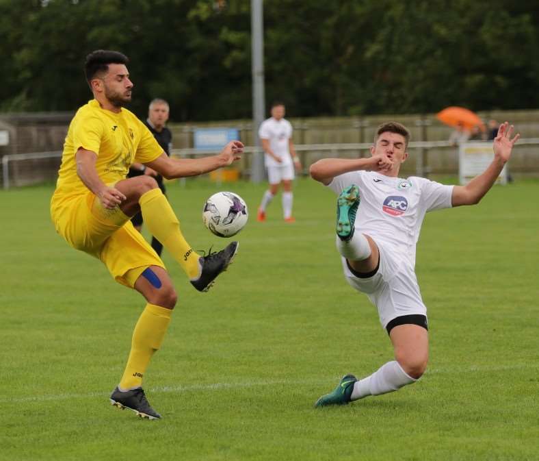 Paul Coventry in action in last week's FA Vase win over Andover New Street