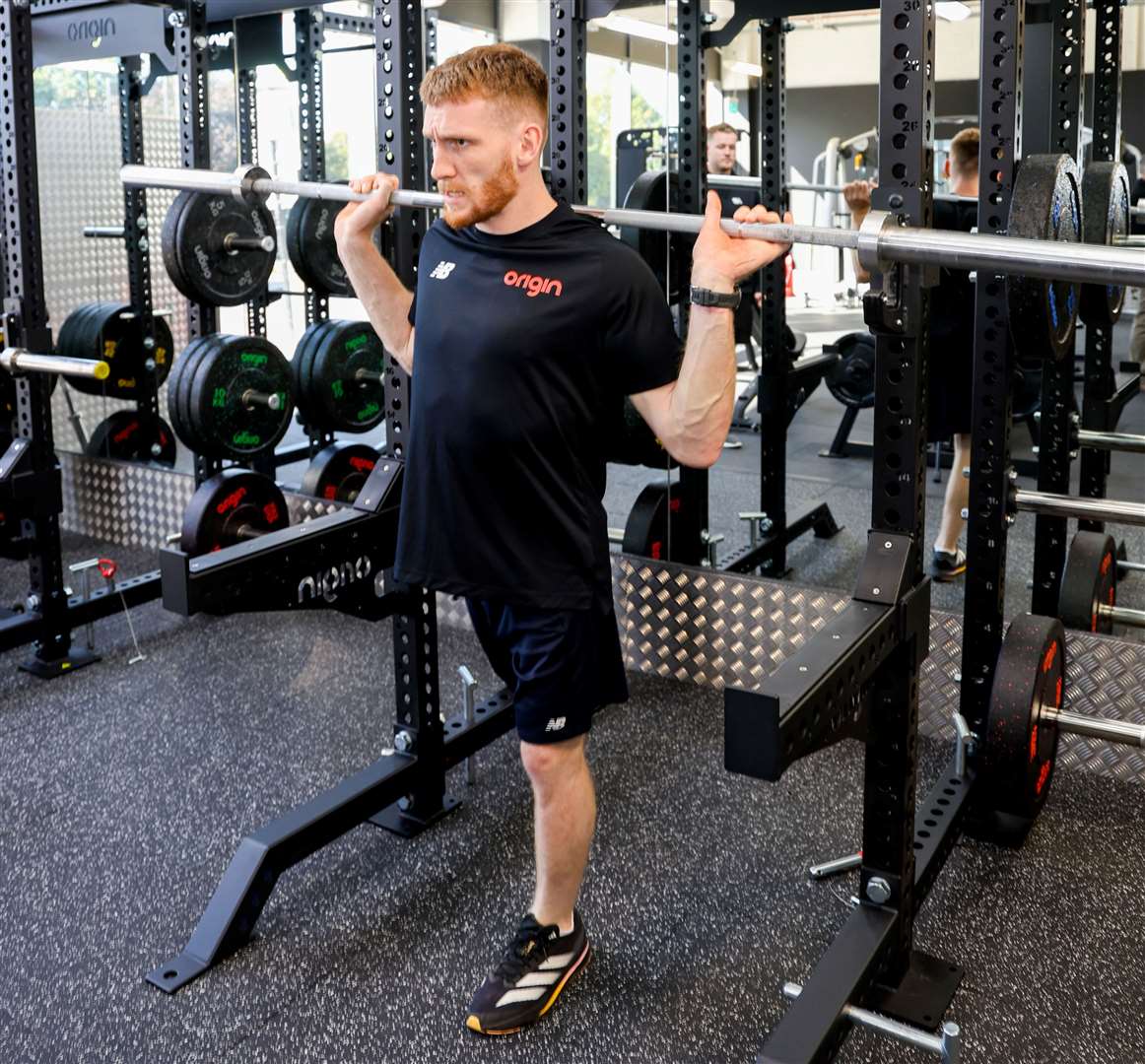 Mr Fox training on the equipment in the new weights area