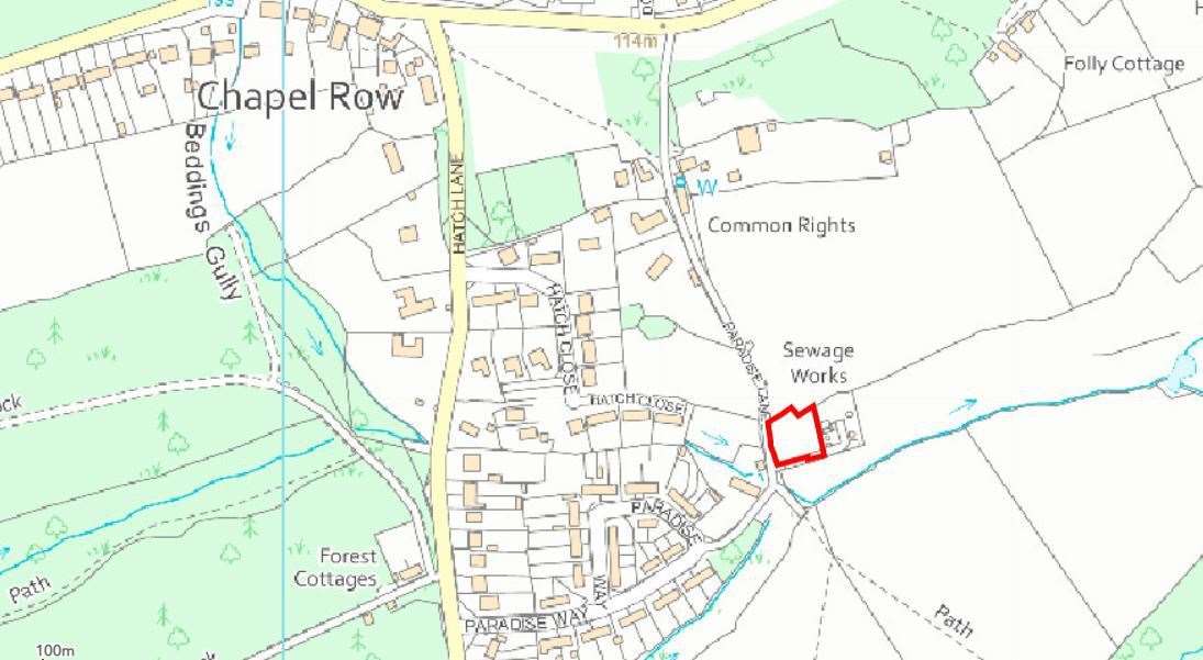Site of the sewage treatment works at Chapel Row