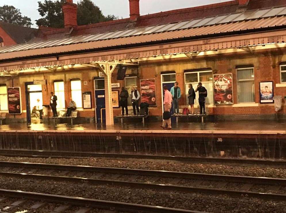 People stand on the benches at Newbury Railway Station Picture: Ben Wood 2016