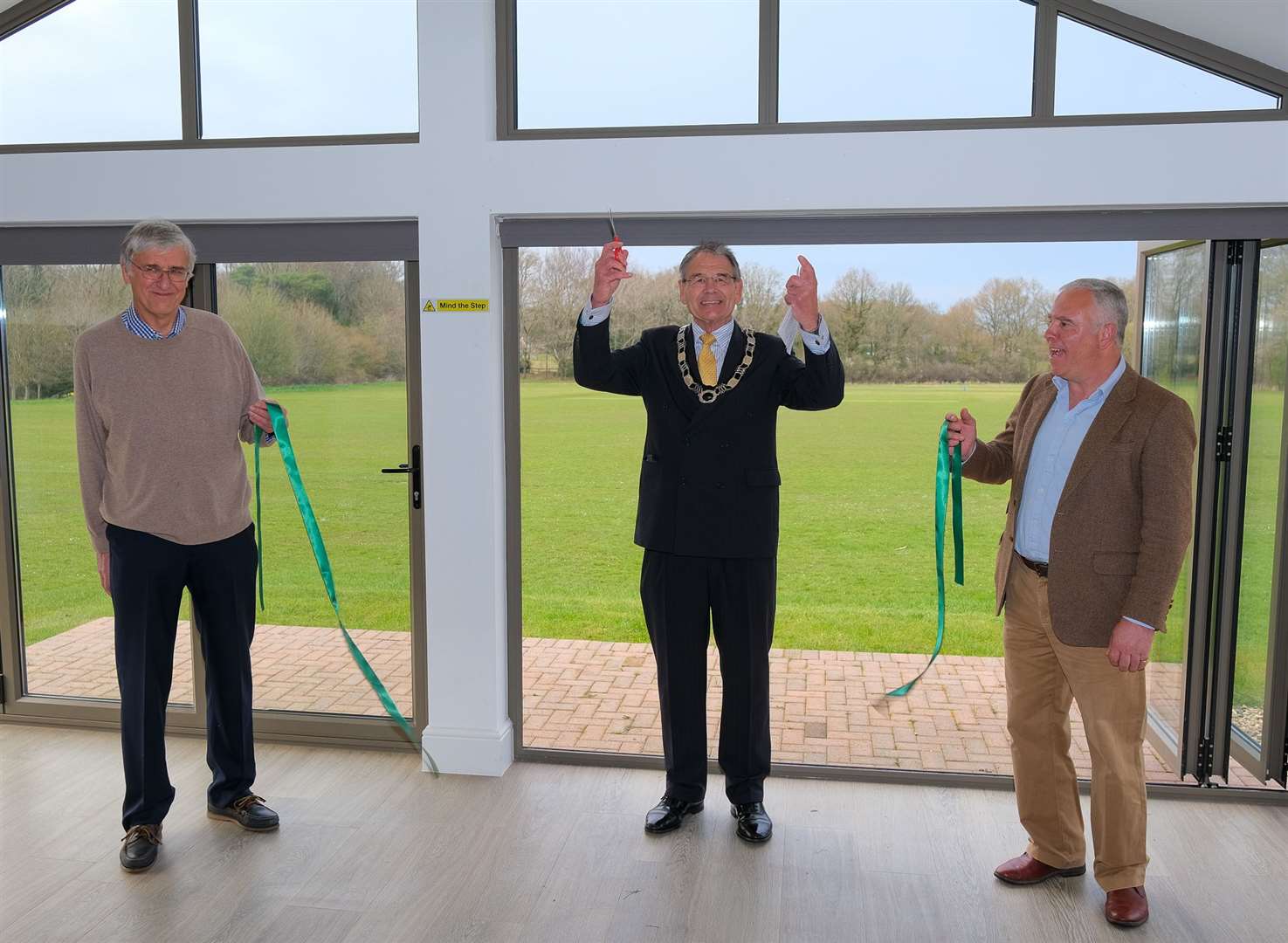Clive Hooker opens the new pavilion in Inkpen with help from Cllr James Coles and Cllr Dennis Bennyworth (56074769)