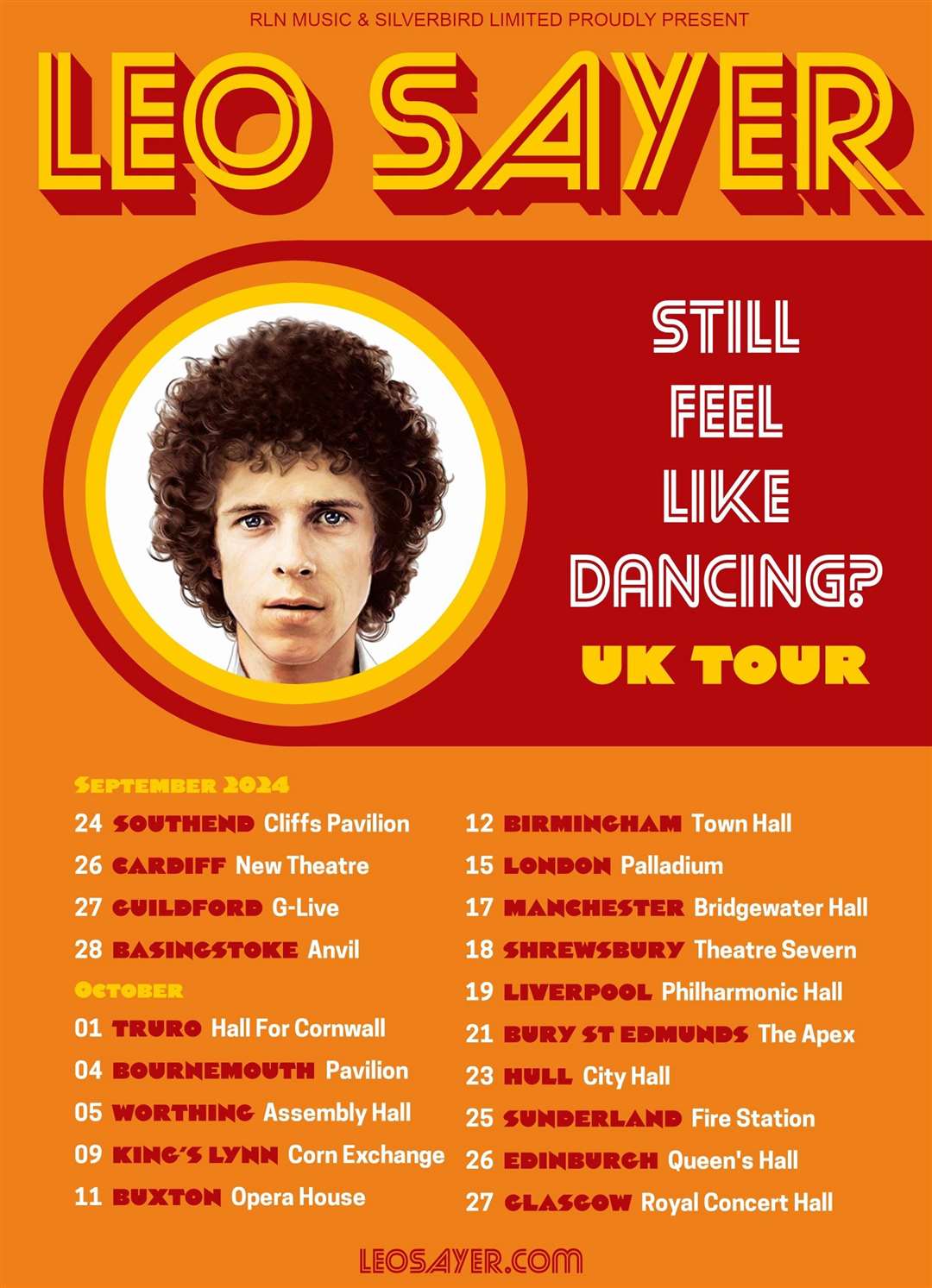 Leo Sayer 'Still Feel Like Dancing' UK tour poster (c) RLN Music