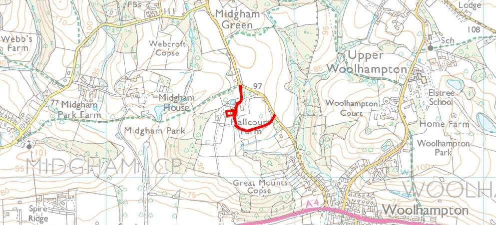 Site of the proposed redevelopment at Hallcourt Farm at Midgham Green