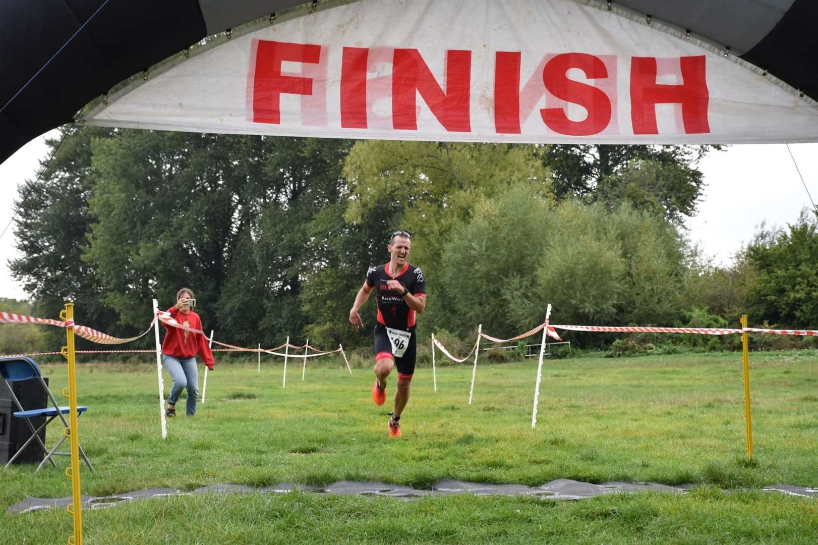 Graham Stent arrives at the finish