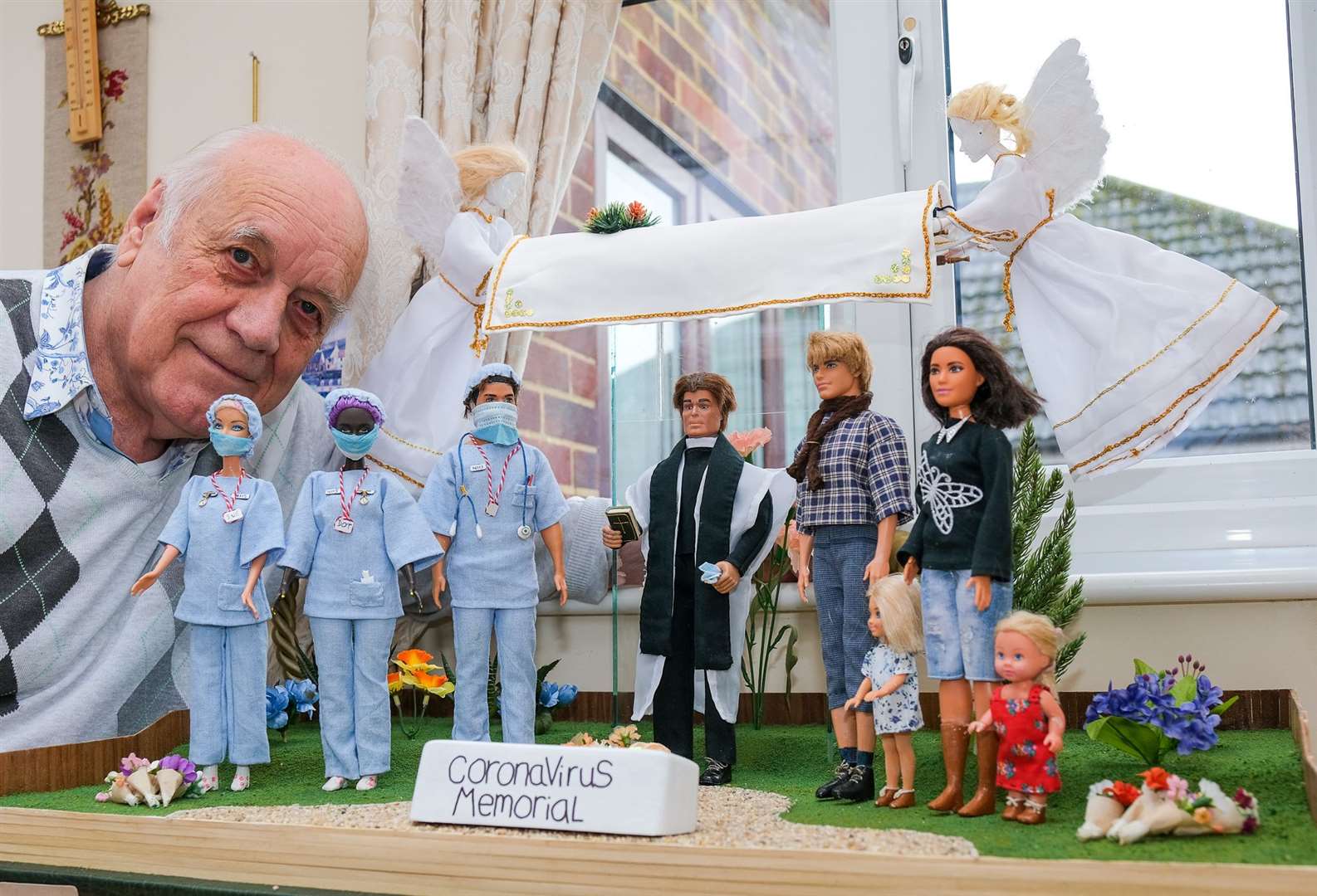 Mr Jones with his Covid memorial.