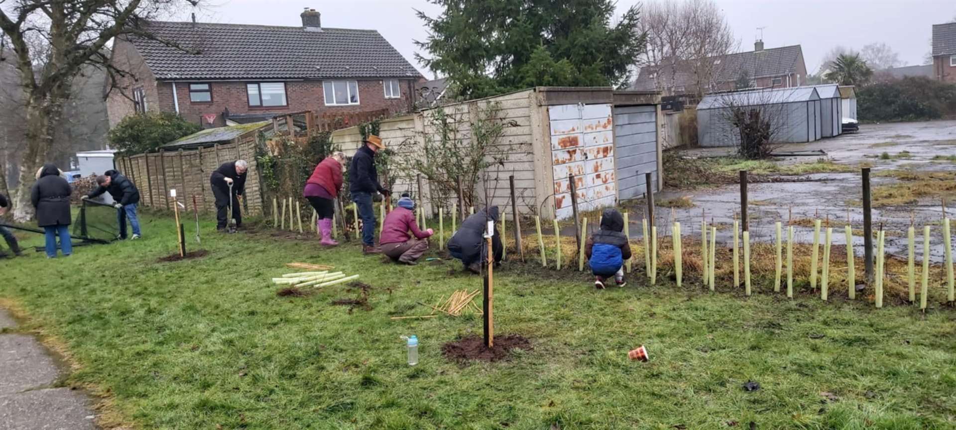 Over 50 Baughurst residents came together to plant a community orchard at Long Grove on February 8