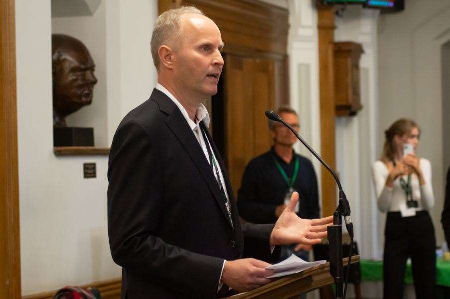 The Living Rainforest and Trust for Sustainable Living CEO Karl Hansen speaking at the event