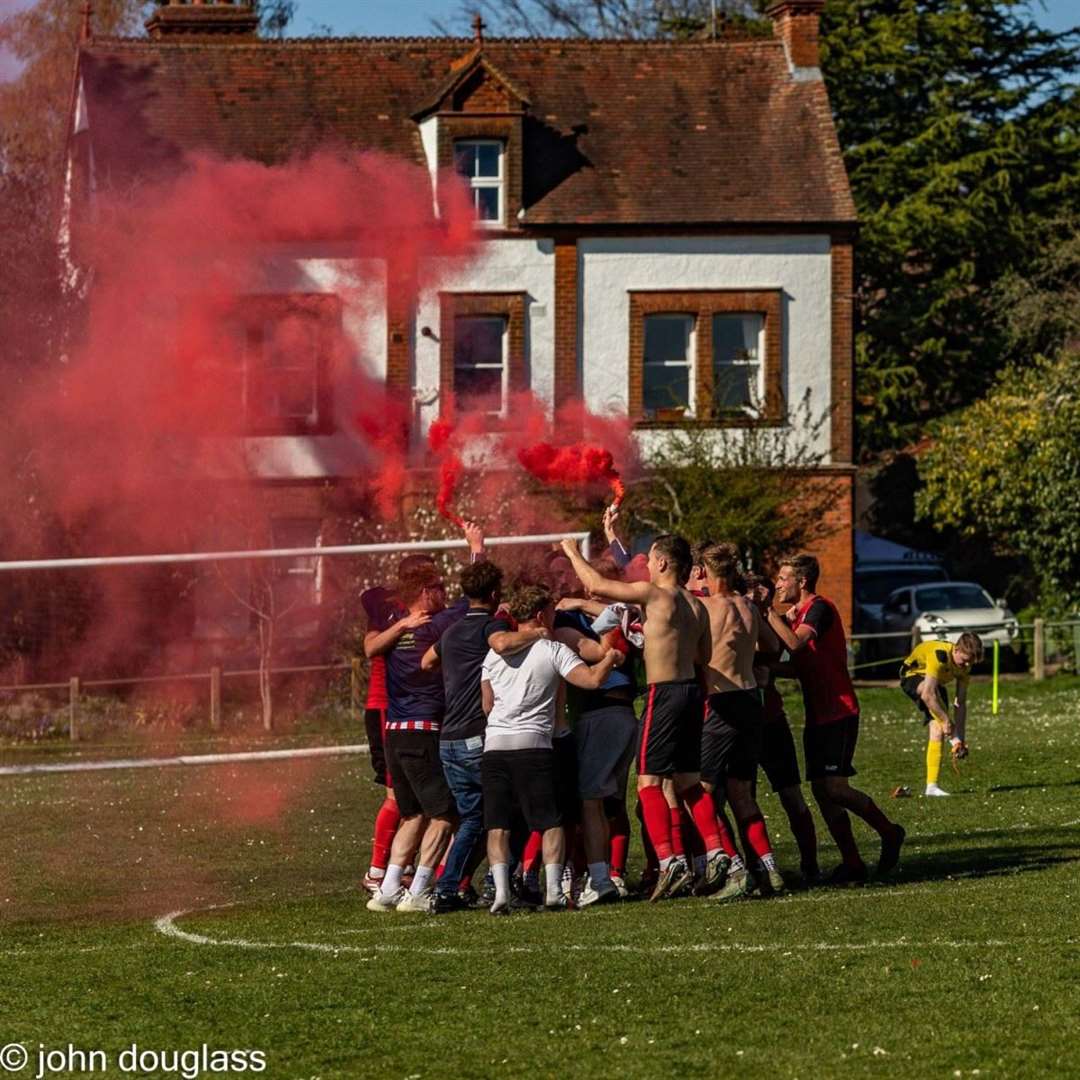 Goring United secured promotion to the Thames Valley Premier League - Photo: John Douglass