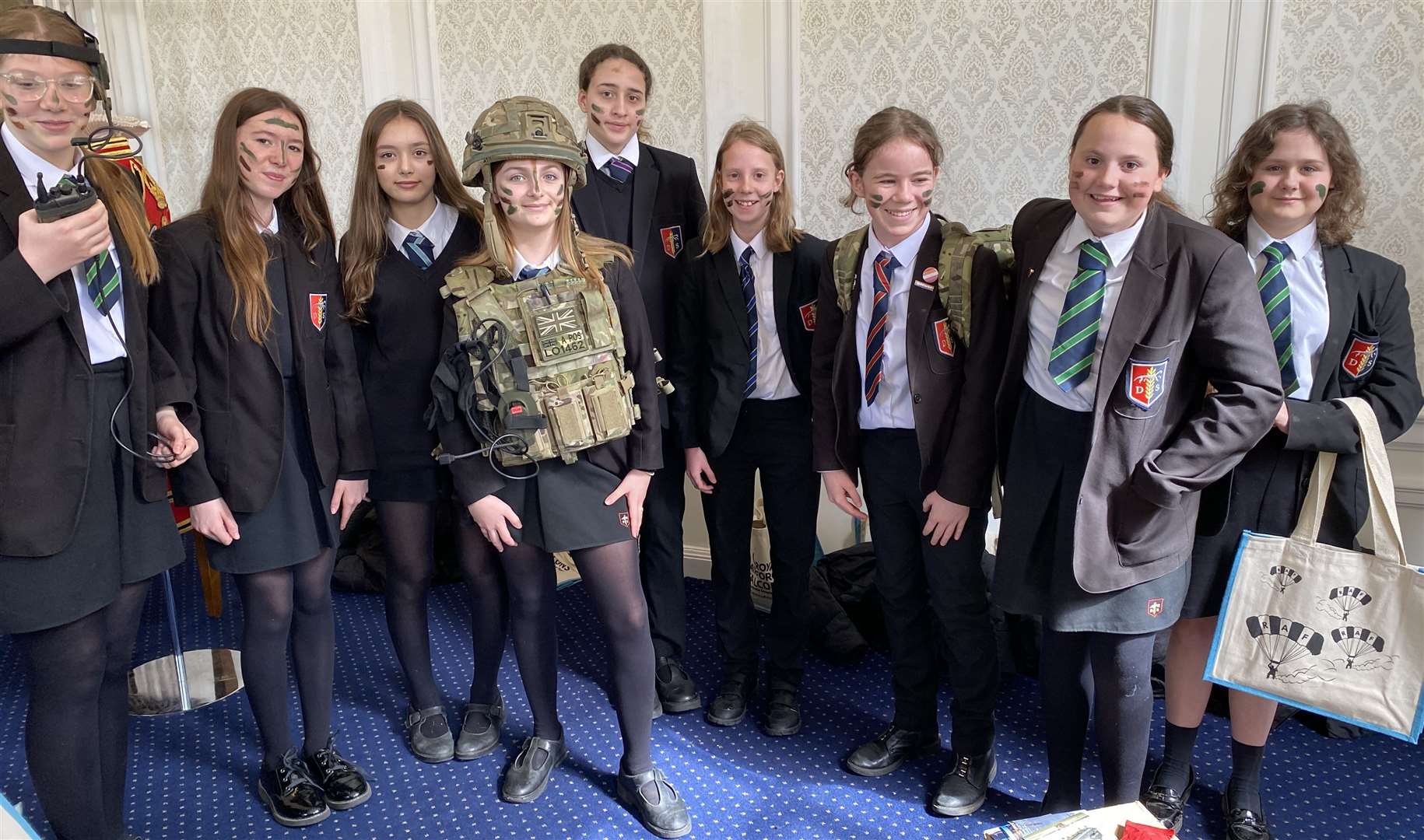 Year 8 girls pictured during an enlightening visit to RAF Benson. Credit: The Downs School