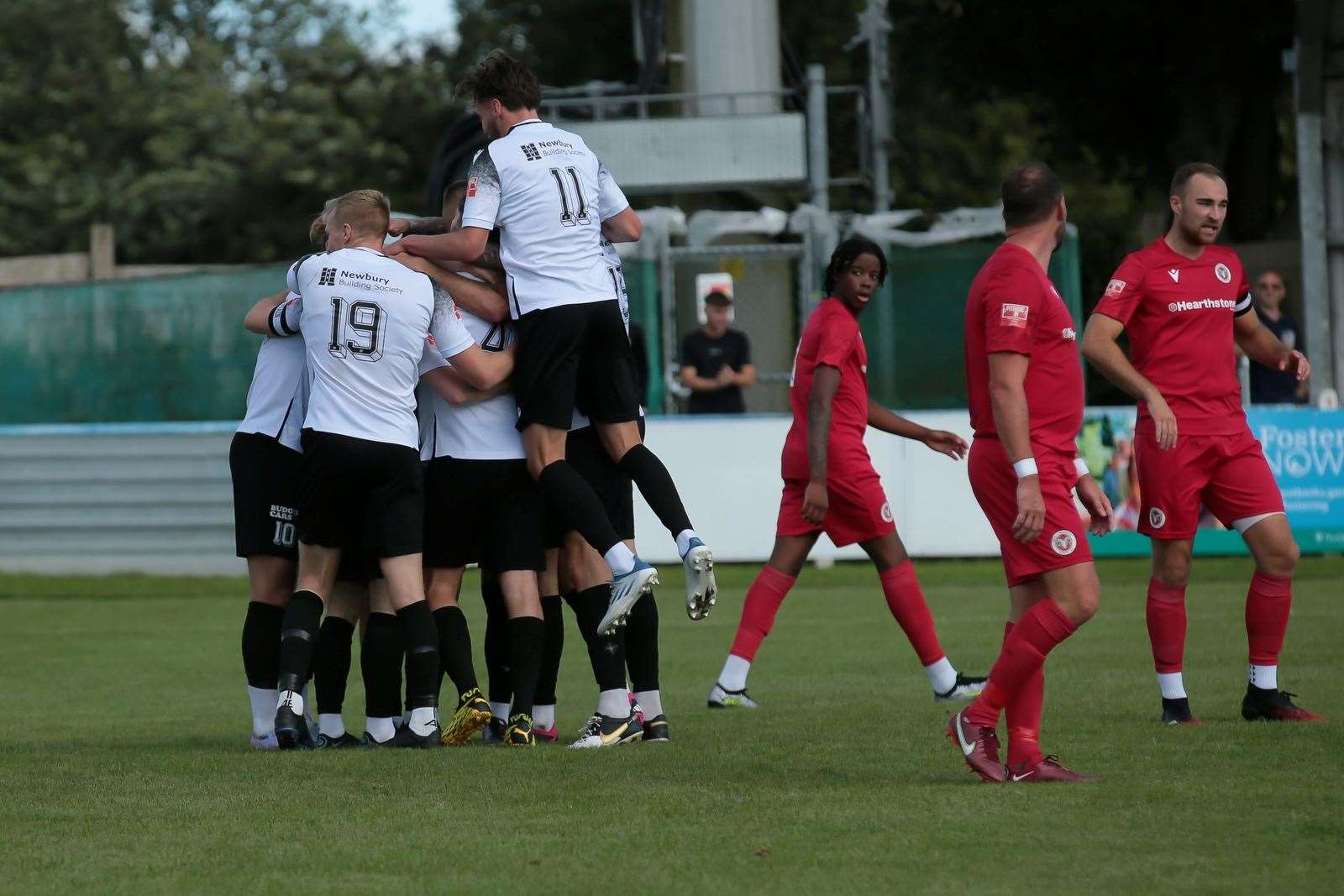 Hungerford celebrate Rhys Tyler's strike, making it 2-1