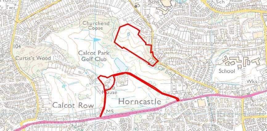 Site of the withdrawn application at Calcot Park Golf Club