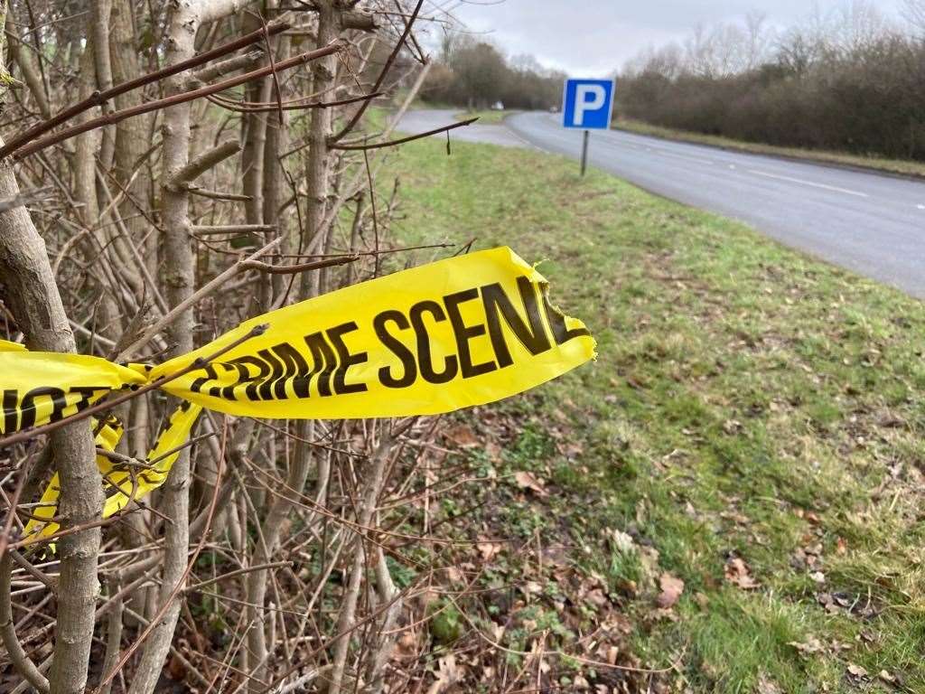 The lay-by where the body was found yesterday morning