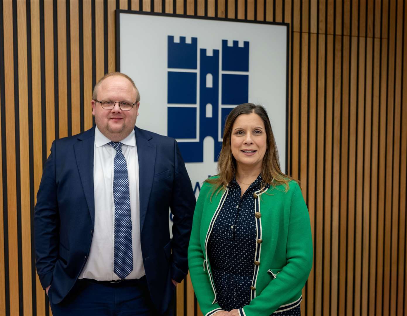 Michael Goddard with chief executive Phillippa Cardno in the society’s head office in Bartholomew Street. Michael Harden Photography