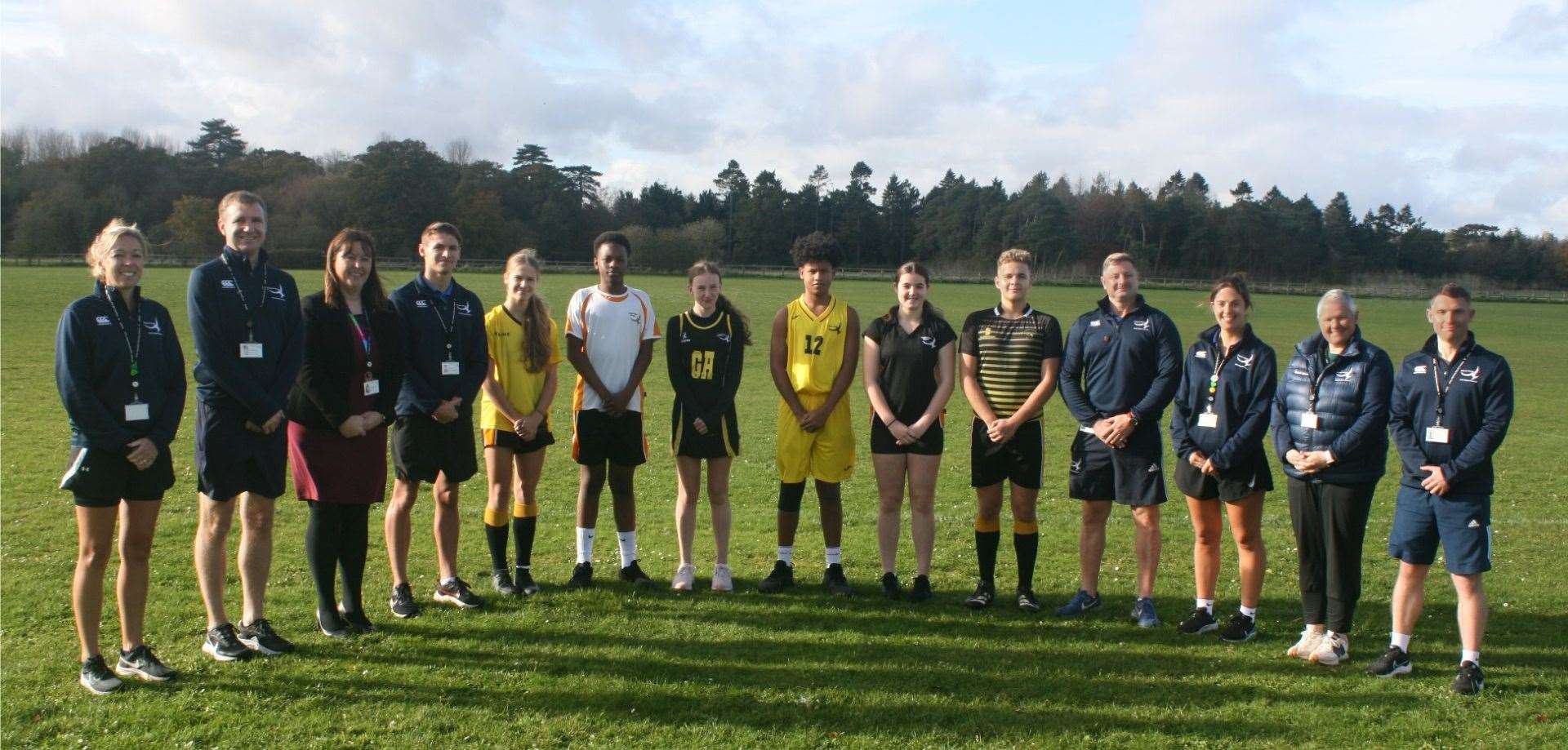 Staff and pupils, left to right: Jo Duffin, Matt Bowler, Charlotte Badarello, Joe Buxton, Lara, Bundalla, Bethany, Che, Sophie, Bendeguz, Tony Blinco, Sally Brown Maxine Smiles Cooke and Adam Bayliss