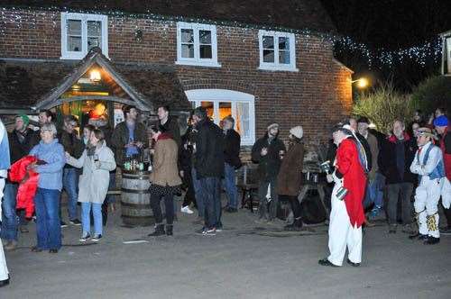 Icknield Way Morris at The Bell's wassail, picture Geoff Fletcher