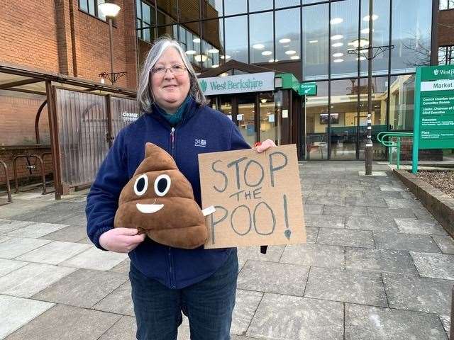 Protesters gathered outside the West Berkshire Council offices last night
