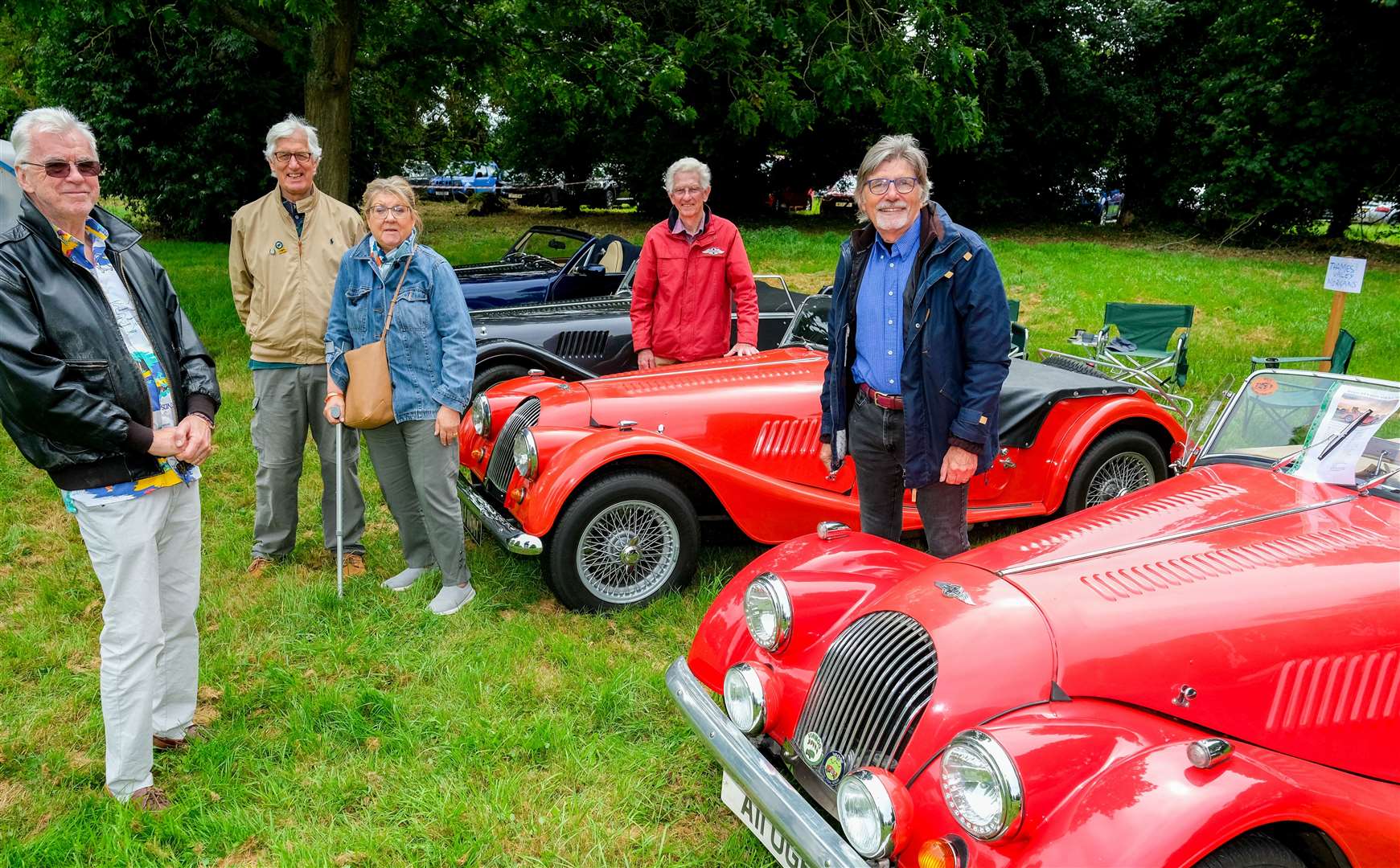 Keith Hanlon, Rob and Terry Thornton and Roger Prior and Steve Bridge of the Thames Valley Morgan Club
